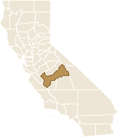 Map of California with Fresno County highlighted