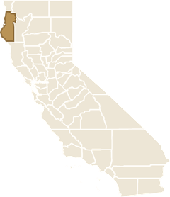 Map of California with Humboldt County highlighted