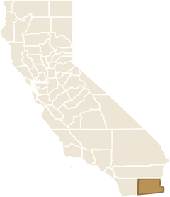 Map of California with Imperial County highlighted