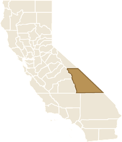 Map of California with Inyo County highlighted