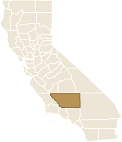 Map of California with Kern County highlighted