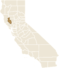 Map of California with Lake County highlighted