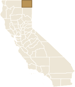 Map of California with Modoc County highlighted