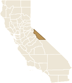 Map of California with Mono County highlighted
