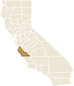 Map of California with Monterey County highlighted