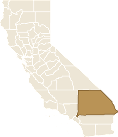 Map of California with San Bernardino County highlighted