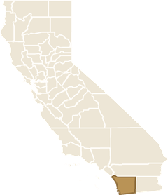 Map of California with San Diego County highlighted