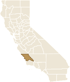 Map of California with San Luis Obispo County highlighted