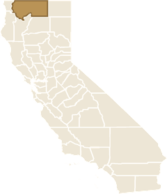 Map of California with Siskiyou County highlighted