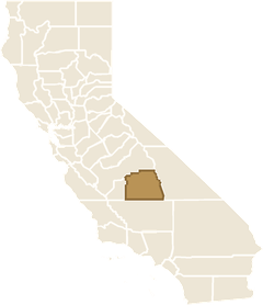 Map of California with Tulare County highlighted