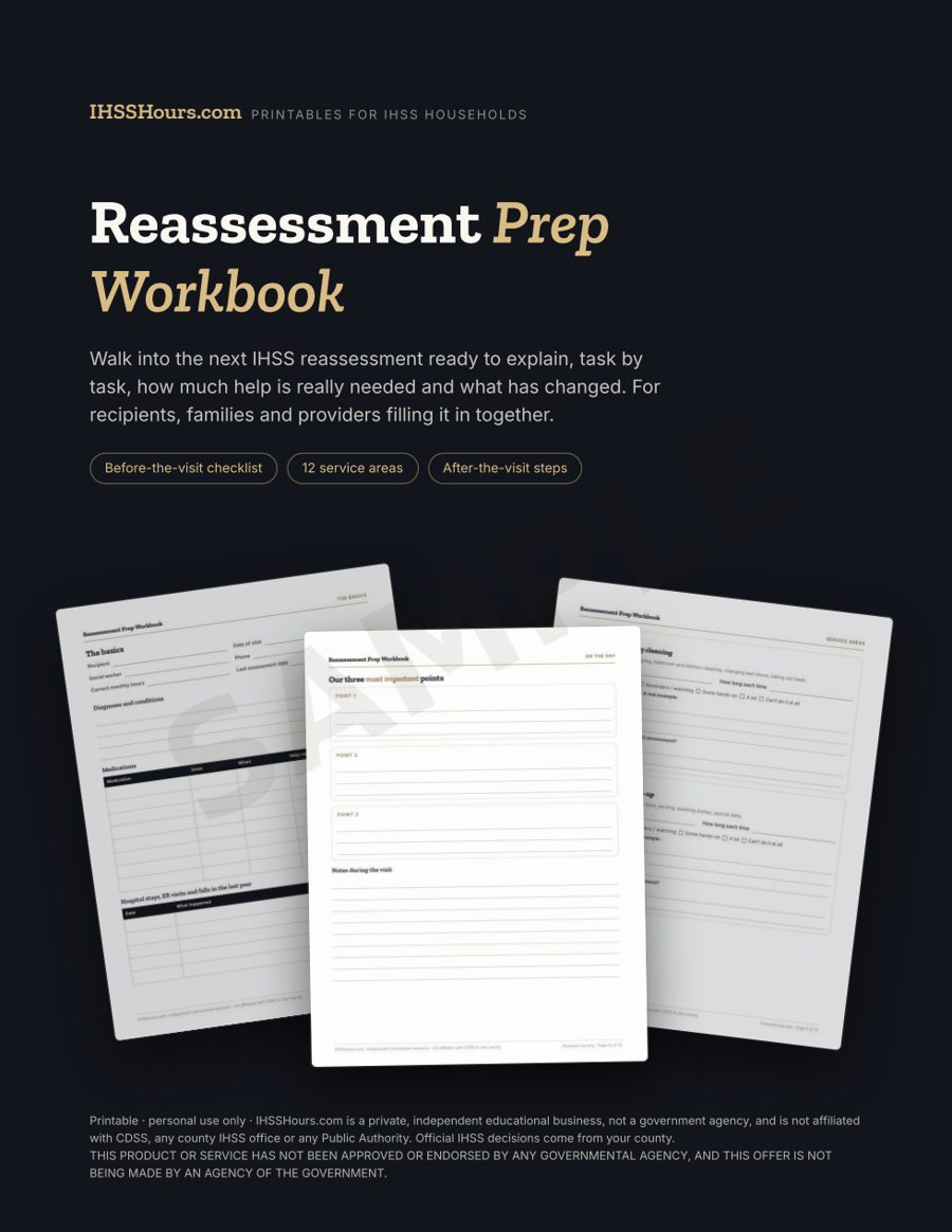 Sample page 1 of the Reassessment Prep Workbook
